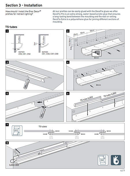 Installing coving lighting guide